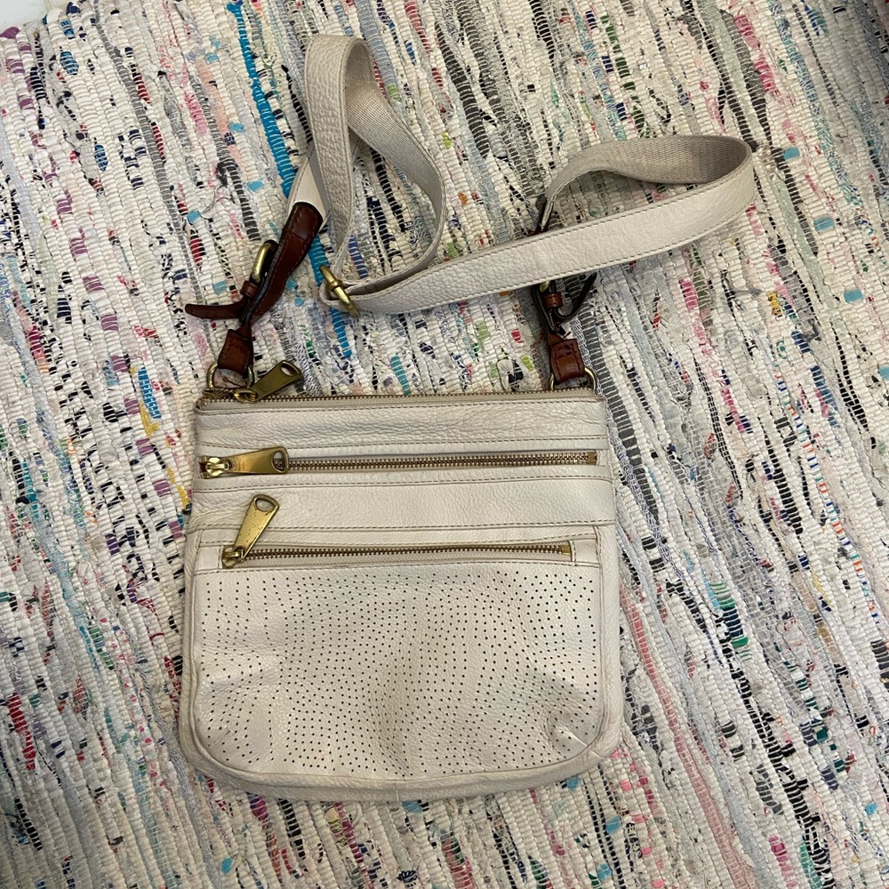 Fossil, cream leather crossbody bag, OS